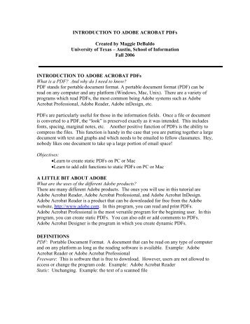 INTRODUCTION TO ADOBE ACROBAT PDFs - School of Information