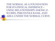 THE NORMAL AS A FOUNDATION FOR STATISTICAL INFERENCE ...