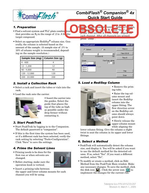Combiflash Companion Quick Start Guide Isco