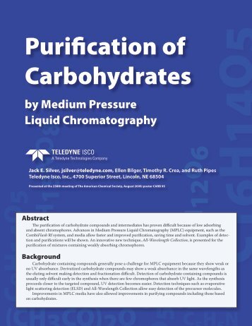 Purification of Carbohydrates by Medium Pressure Liquid ... - Isco