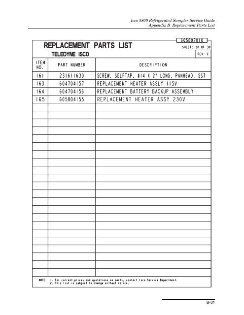 5800 Refrigerated Sampler Service Guide - Isco