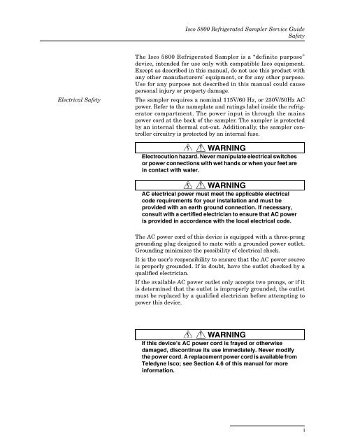 5800 Refrigerated Sampler Service Guide - Isco