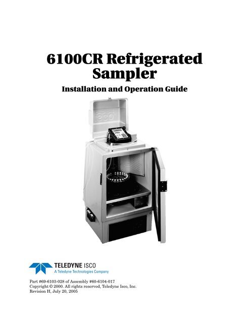 6100CR Refrigerated Sampler - Isco