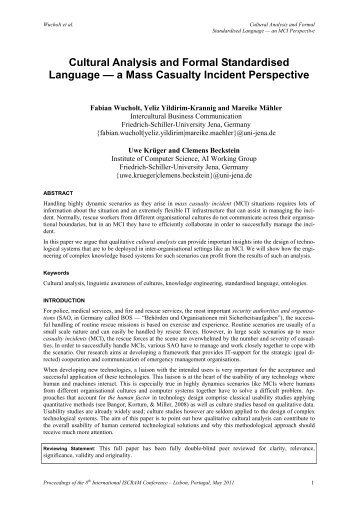 Cultural analysis and formal standardised language - ISCRAM