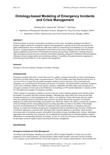 Ontology-based Modeling of Emergency Incidents and ... - ISCRAM