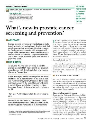 What's new in prostate cancer screening and prevention?