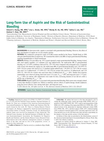 Long-Term Use of Aspirin and the Risk of Gastrointestinal Bleeding