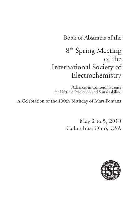8th Spring Meeting of the International Society of Electrochemistry