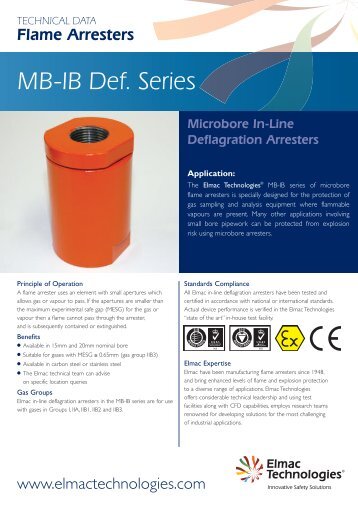 MB-IB Def. Series - Microbore In-Line Deflagration Arresters