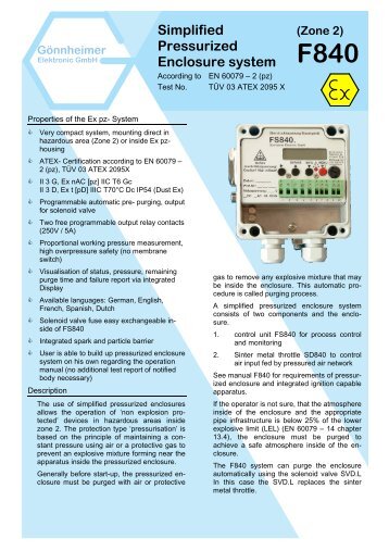 Simplified Pressurized Enclosure system F840