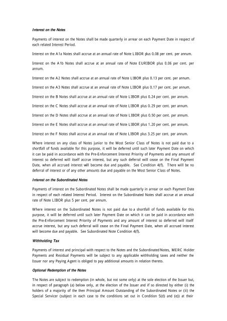 ALBA 2007 â 1 plc - Irish Stock Exchange