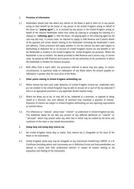 ALBA 2007 â 1 plc - Irish Stock Exchange