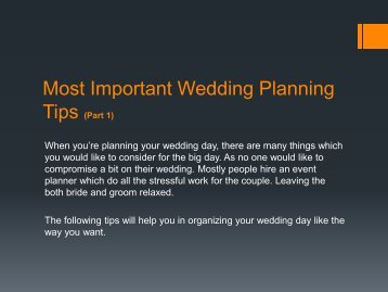 Wedding Planning Tips Things That You Must Not Forget Most Important Wedding Planning Tips Part 1