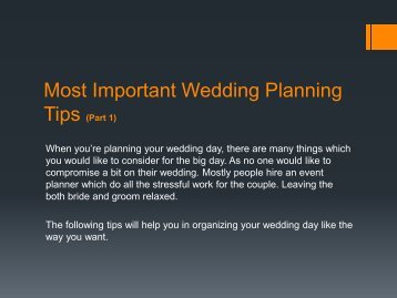 Most Important Wedding Planning Tips (Part 1)