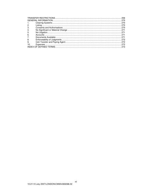 OCI Euro Fund I B.V. - Irish Stock Exchange