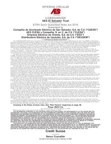 El Salvador - AES CAESS Prospectus - CSFB (2006).pdf