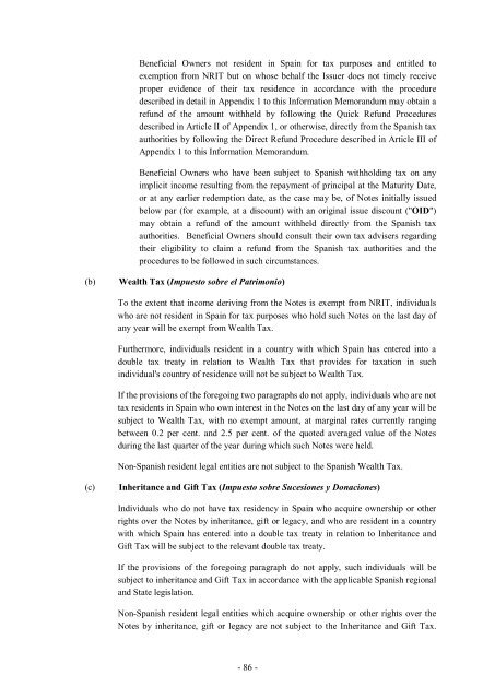 INFORMATION MEMORANDUM DATED 9 JULY 2009 ...