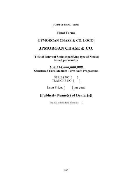 JPMORGAN CHASE & CO. - Irish Stock Exchange