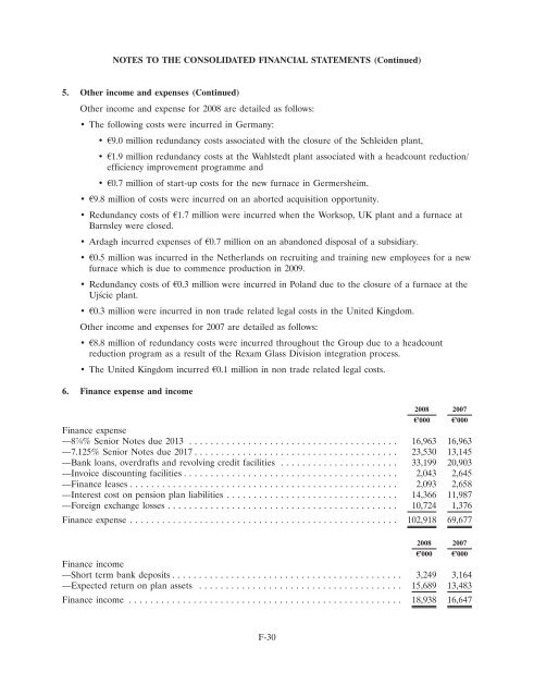 Ardagh Glass Finance plc - Irish Stock Exchange