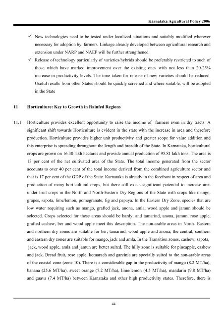 Karnataka Agricultural Policy - Institute for Social and Economic ...