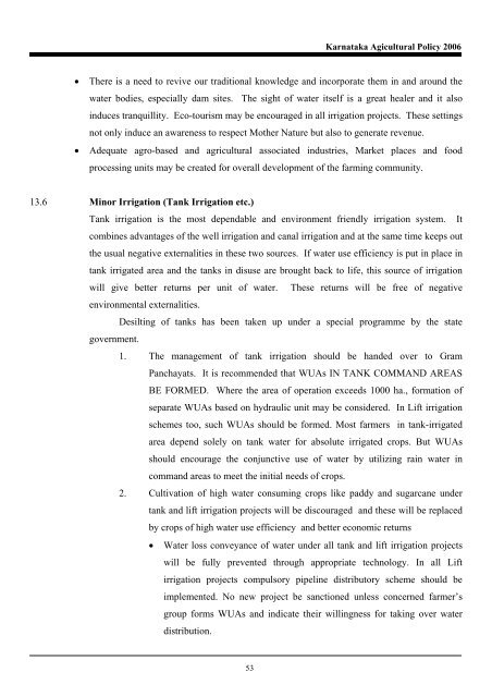 Karnataka Agricultural Policy - Institute for Social and Economic ...