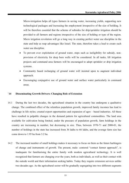 Karnataka Agricultural Policy - Institute for Social and Economic ...