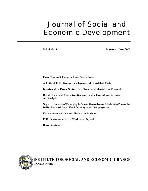 Vol.5. No.1 January-June 2003 - Institute for Social and Economic