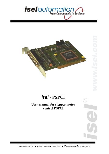 isel - PSPCI - Bedienungsanleitungen / Manuals isel