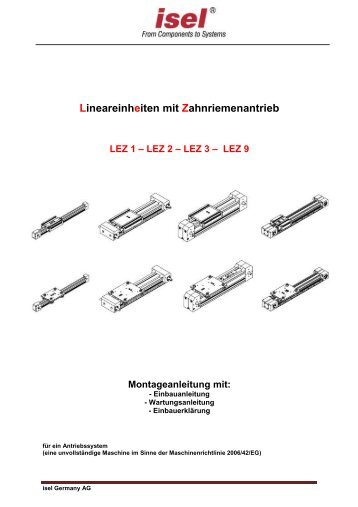 Lineareinheiten mit Zahnriemenantrieb - Bedienungsanleitungen ...