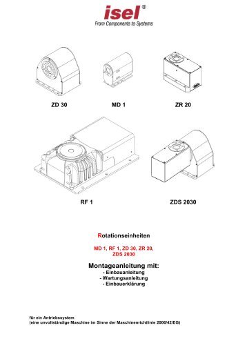 Montageanleitung mit: - Bedienungsanleitungen / Manuals isel