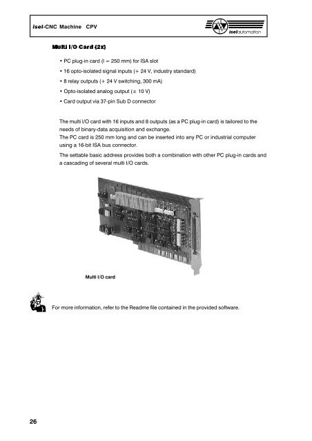 isel-CNC Machine - Bedienungsanleitungen / Manuals isel