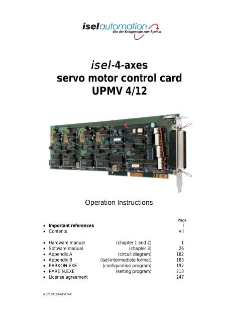 isel-4-axes servo motor control card UPMV 4/12