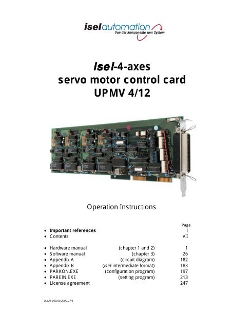 UI3　カード isel-4-axes servo motor control card UPMV 4/12