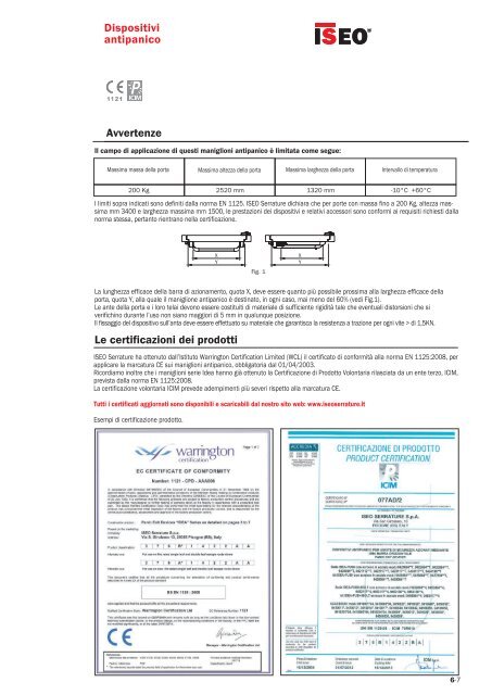 DISPOSITIVI ANTIPANICO E DI EMERGENZA - Iseo Serrature spa