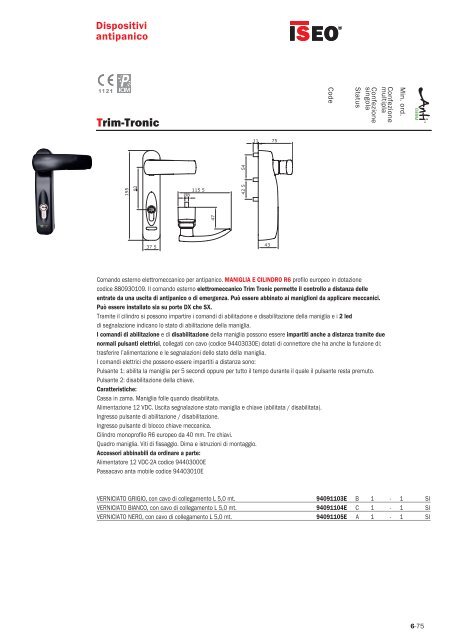 DISPOSITIVI ANTIPANICO E DI EMERGENZA - Iseo Serrature spa