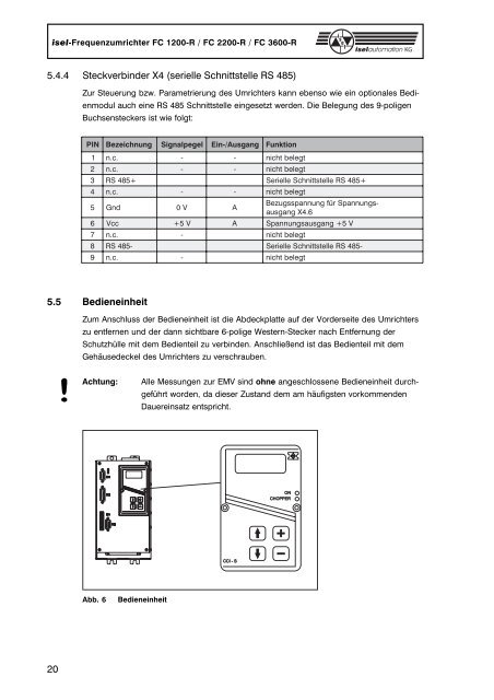 isel-Frequenzumrichter FC 1200-R FC 2200-R FC 3600-R