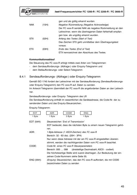 isel-Frequenzumrichter FC 1200-R FC 2200-R FC 3600-R