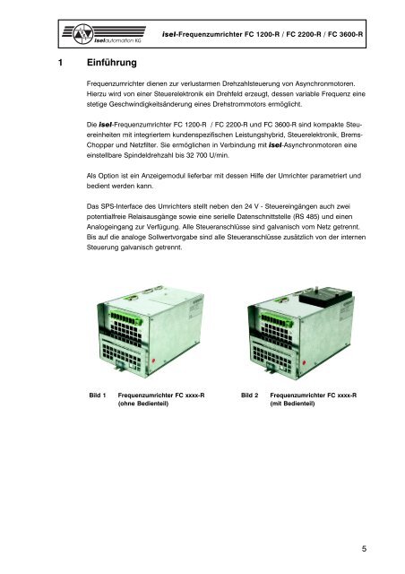 isel-Frequenzumrichter FC 1200-R FC 2200-R FC 3600-R