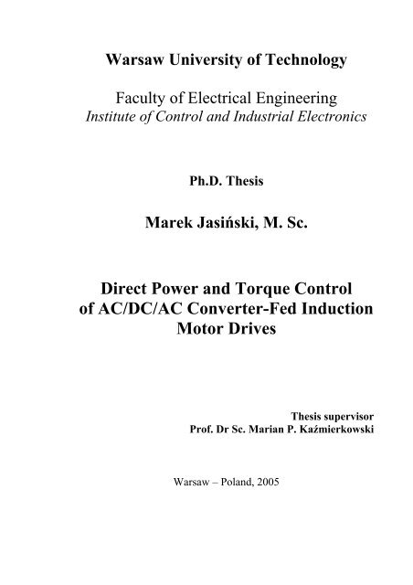 Direct Power and Torque Control of AC/DC/AC Converter-Fed ...