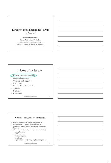 Linear Matrix Inequalities in Control