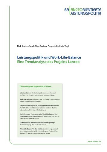 Leistungspolitik und Work-Life-Balance Eine Trendanalyse des ...