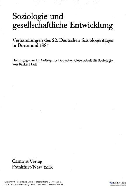 soziologie und gesellschaftliche entwicklung (35 mb) - ISF München