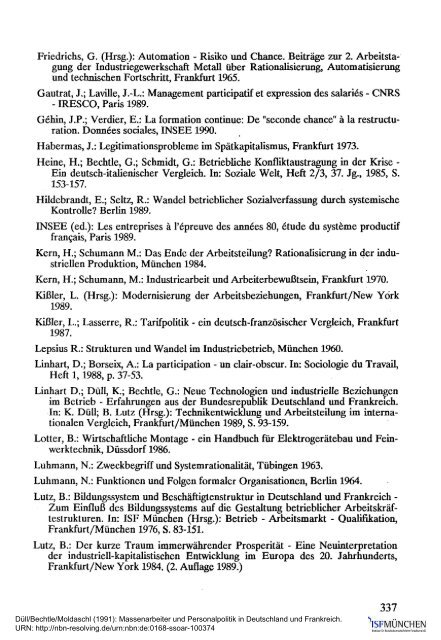Massenarbeiter und Personalpolitik in Deutschland ... - ISF München