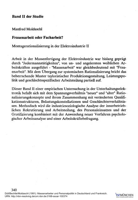 Massenarbeiter und Personalpolitik in Deutschland ... - ISF München