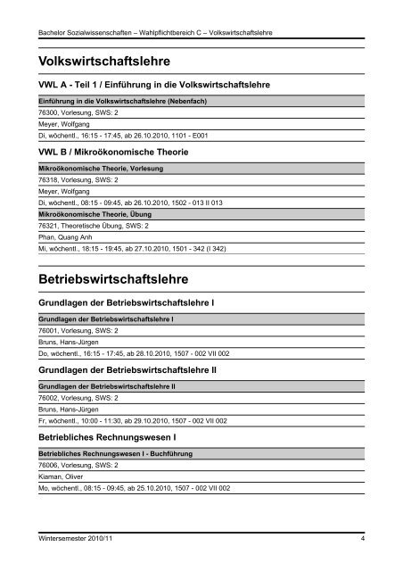 Leibniz UniversitÃ¤t Hannover Bachelor Sozialwissenschaften