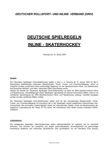 Regeln - ISHD Inline-Skaterhockey Deutschland