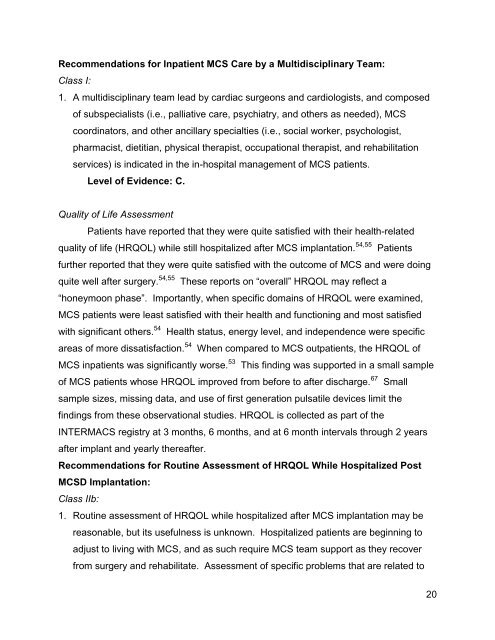 Task Force 4: Inpatient Management of Patients with MCSD - The ...