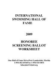 2009 ISHOF Screening Ballot - International Swimming Hall of Fame