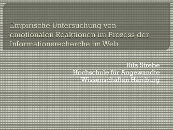 Empirische Untersuchung von emotionalen Reaktionen ... - ISI 2009