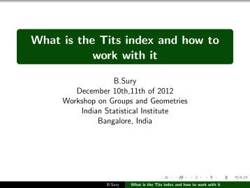 What is the Tits index and how to work with it - Indian Statistical ...